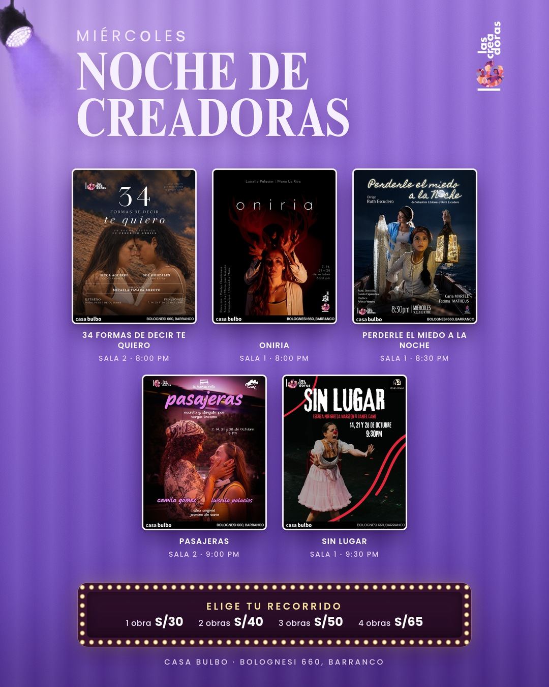 Flyer Noche de Creadoras